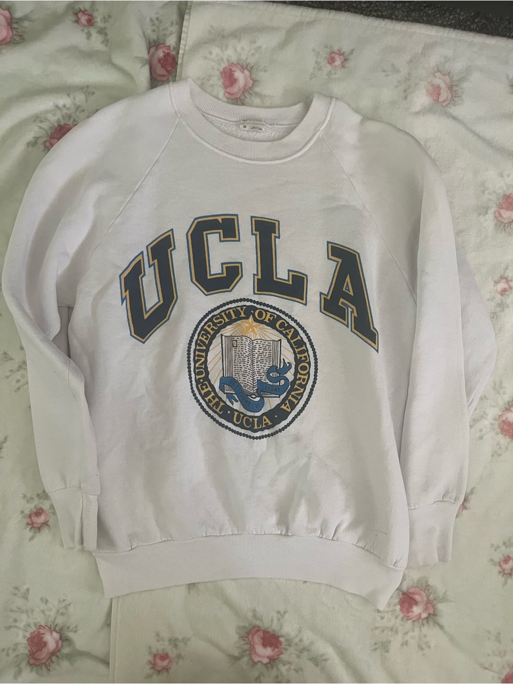 UCLA White Crewneck Sweatshirt with Collegiate Crest